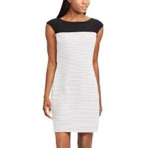 🖤 Chaps Geometric Pattern B&W Cap Sleeve Sheath